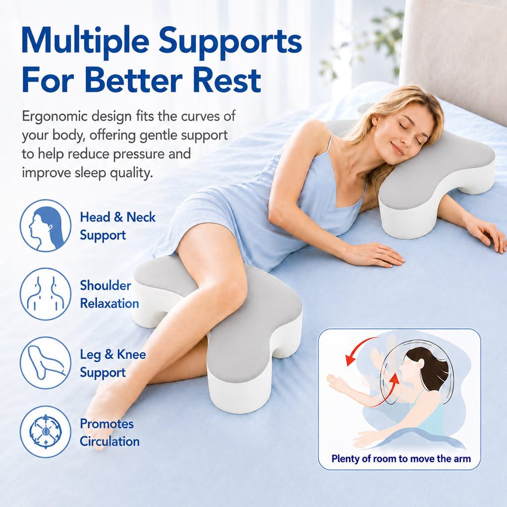 Doulami Side Sleeper Pillow with Arm Hole, Ergonomic Memory Foam Pillow for Neck and Shoulder Pain Relief, Cooling Contour Pillow for Side Back Sleepers, Removable Washable Cover