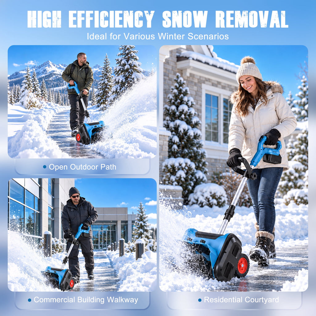 Doulami Electric Snow Shovel, 1600W Brushless Cordless Snow Blower with 2×4500mAh Batteries, 13" Width 26.2ft Throw, Power Display & Anti-Slip Wheels for Driveway Walkway