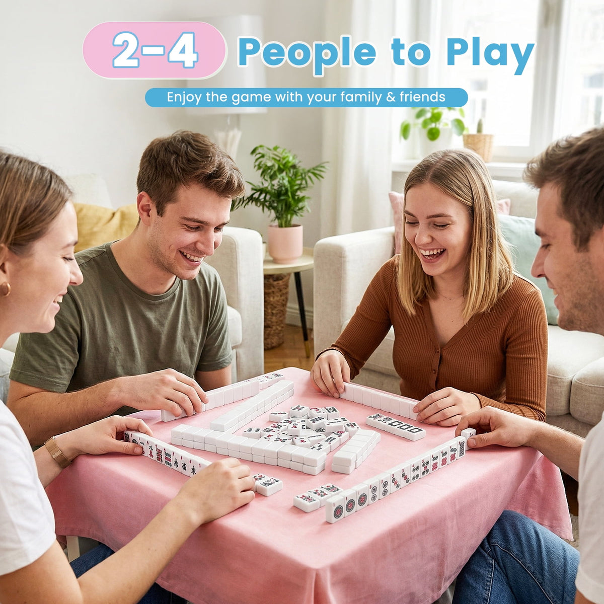 Doulami American Mahjong Set 166 0.8 inches White Tiles, Western MahJongg Set With 100 Chips&3 Large Dice, Portable Travel Mahjongg Set