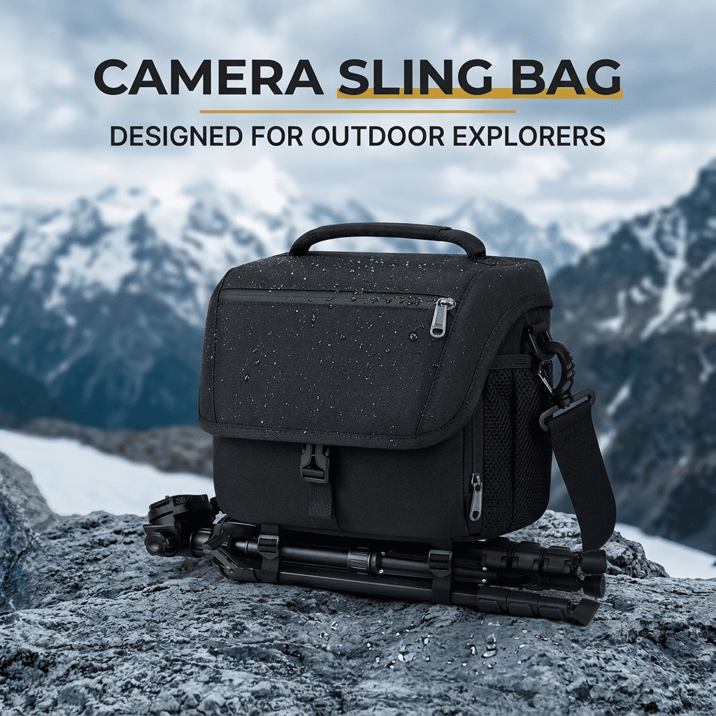 Doulami Camera Crossbody Sling Bag, Shockproof DSLR Mirrorless, Waterproof Rain Cover & Tripod Holder, Custom Dividers Adjustable Strap, Black