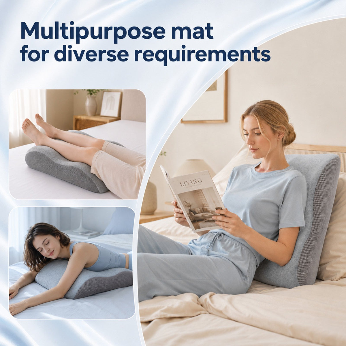 Doulami Leg Elevation Pillow, Memory Foam Ergonomic Leg Rest with Dual Breathable Grooves, M-Shape Knee Support for Leg Fatigue Relief, Daily Relaxation & Comfortable Rest