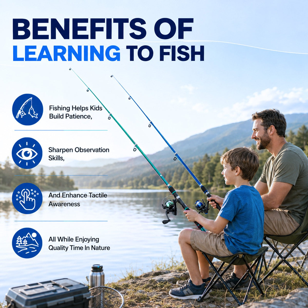 Doulami Fishing Poles Combo Set, 2-Pcs 5.9-Ft Telescopic Rods, Fishing Rod and Reel Combo, 76-Pcs Tackle Kit Spinning Reels Box & Bag, Freshwater