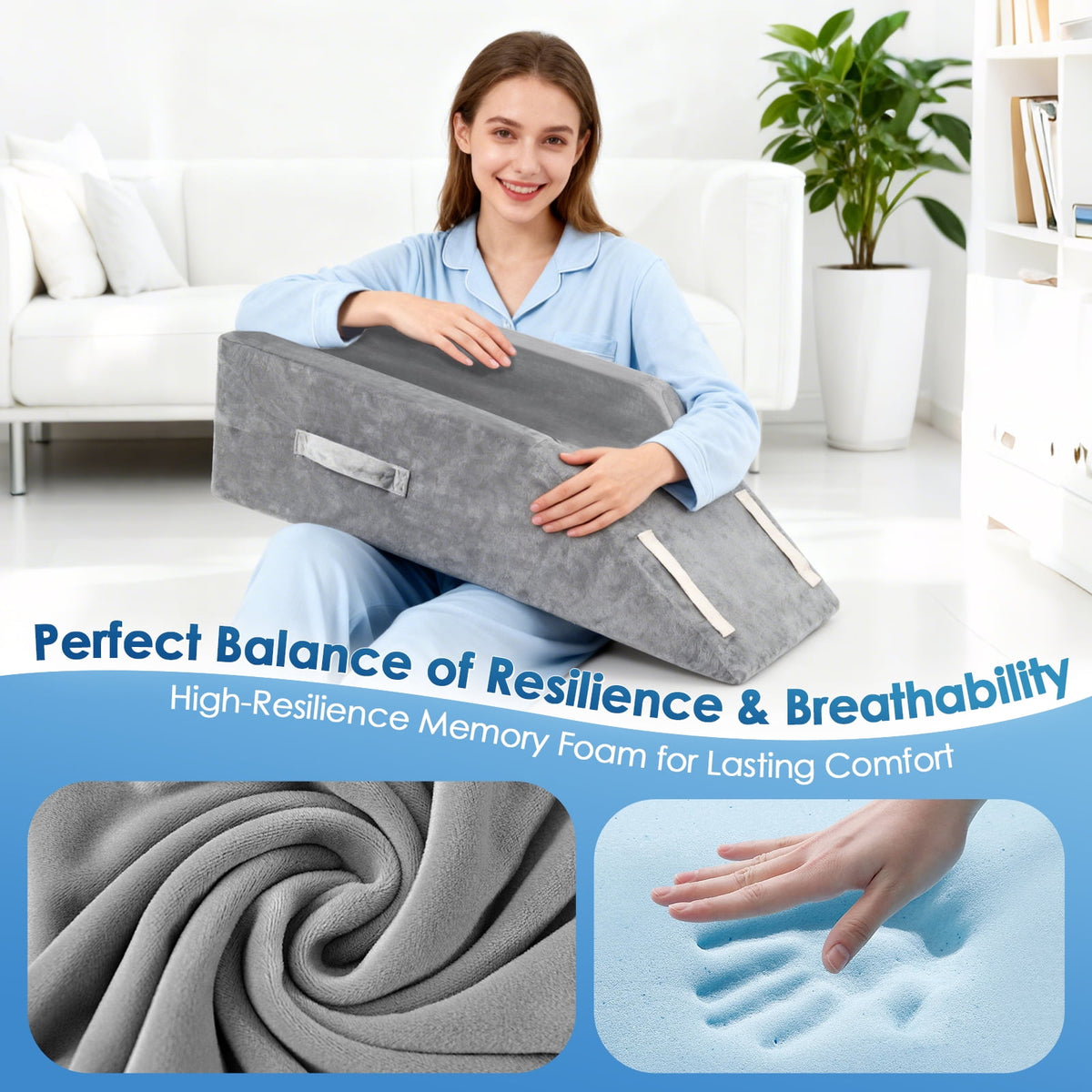 Doulami Leg Elevation Pillow for After Surgery, Support Pillow for Swelling Blood Circulation, Memory Foam Foot Rest Ankle Knee Support for Sleeping