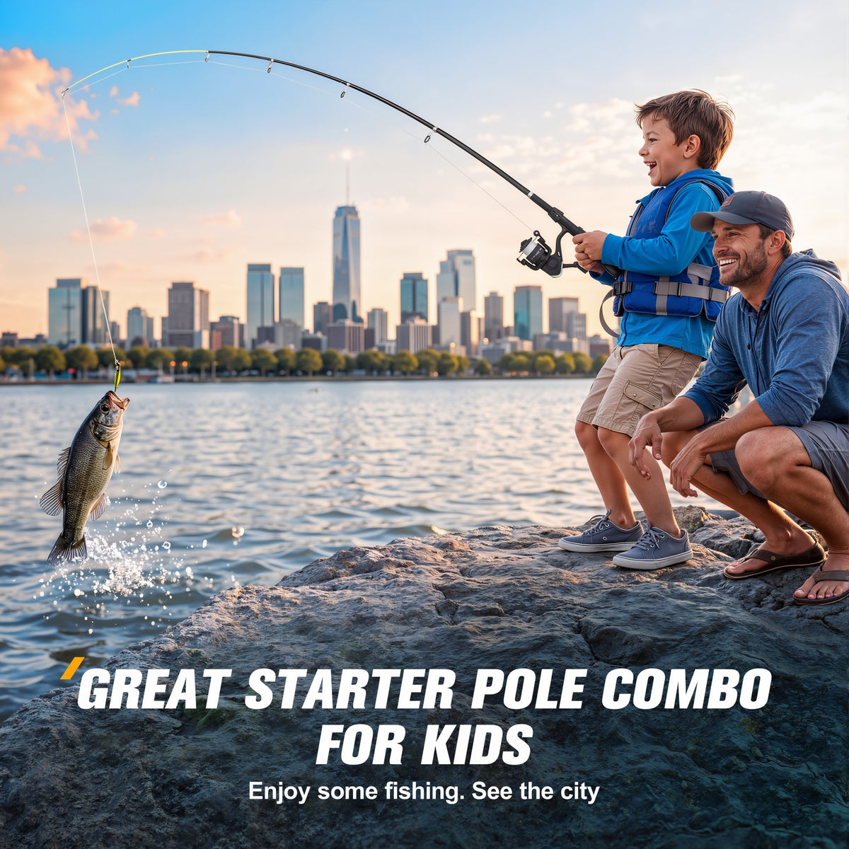 Doulami Kids Fishing Pole, 35-Pcs Lures Kit,Single 5.9-Ft Telescopic Fishing Rod and Reel Combo, Tackle Box,Carry Bag Pliers Foldable Handle Bite Alarm