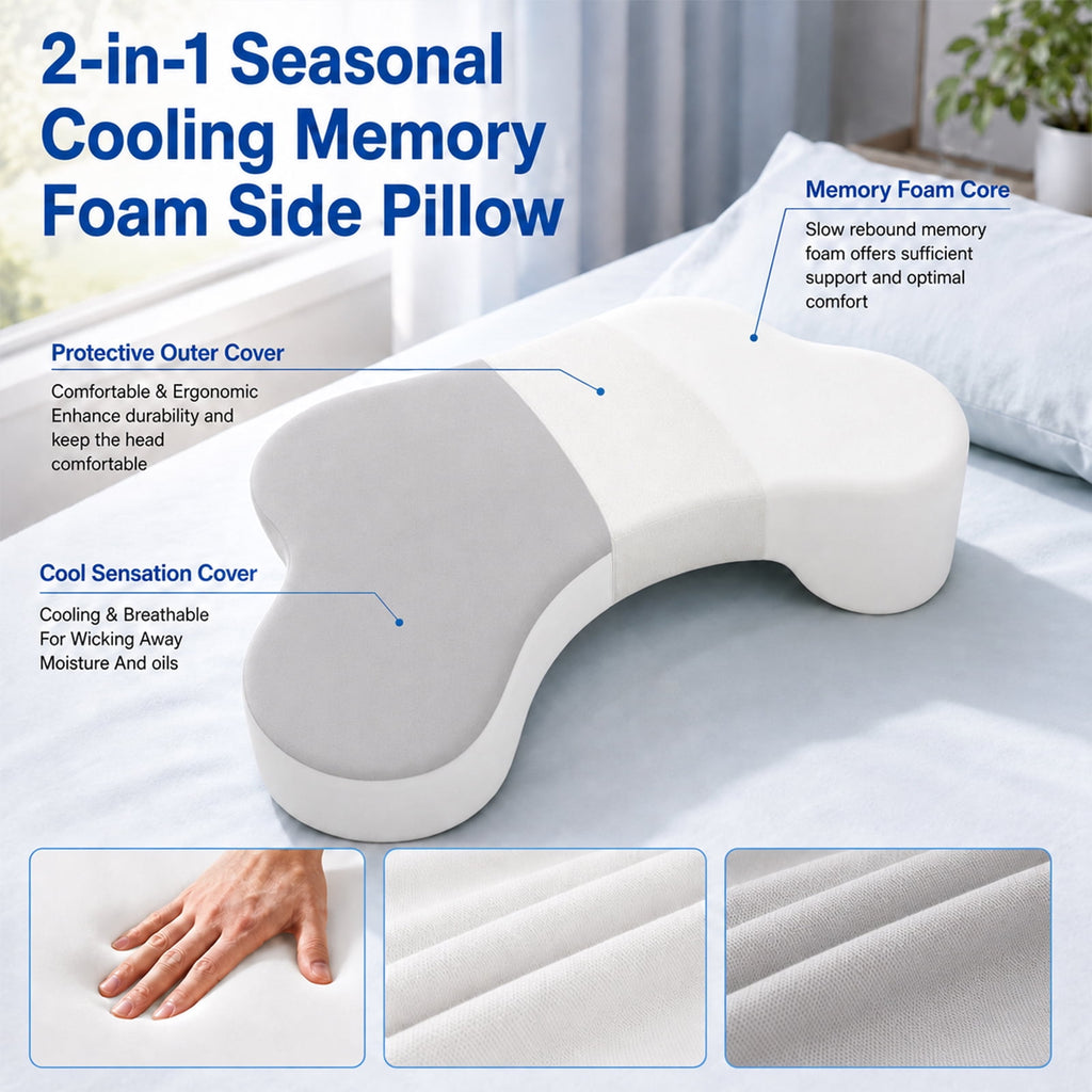 Doulami Side Sleeper Pillow with Arm Hole, Ergonomic Memory Foam Pillow for Neck and Shoulder Pain Relief, Cooling Contour Pillow for Side Back Sleepers, Removable Washable Cover
