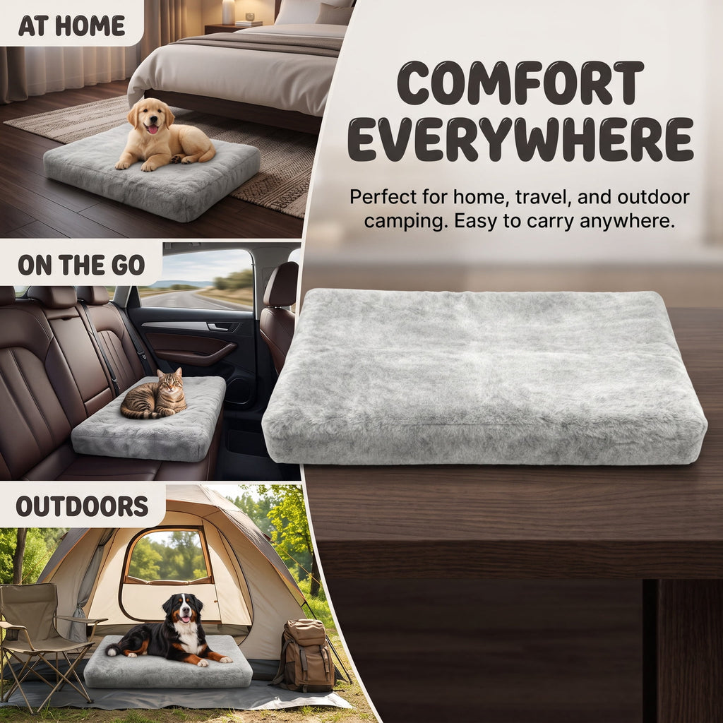 Doulami Dog Bed for large dogs 105x70x6cm, Corduroy Pet Mattress with Removable Washable Cover, Non Slip Bottom Crate Dog Pad, Joint Relief Dog Mat, Light Gray