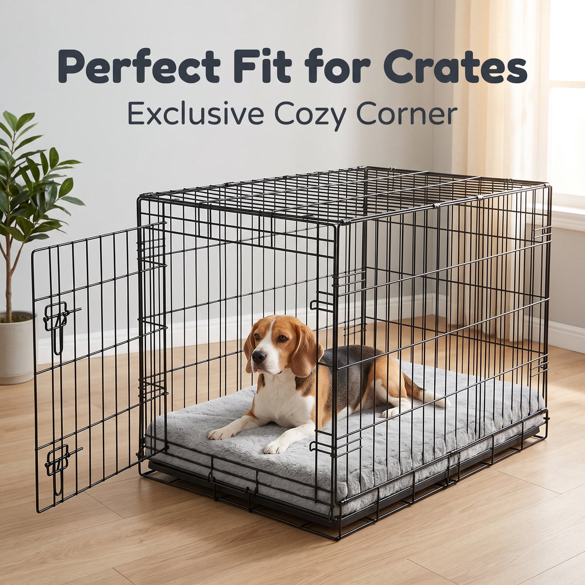 Doulami Dog Bed for large dogs 105x70x6cm, Corduroy Pet Mattress with Removable Washable Cover, Non Slip Bottom Crate Dog Pad, Joint Relief Dog Mat, Light Gray