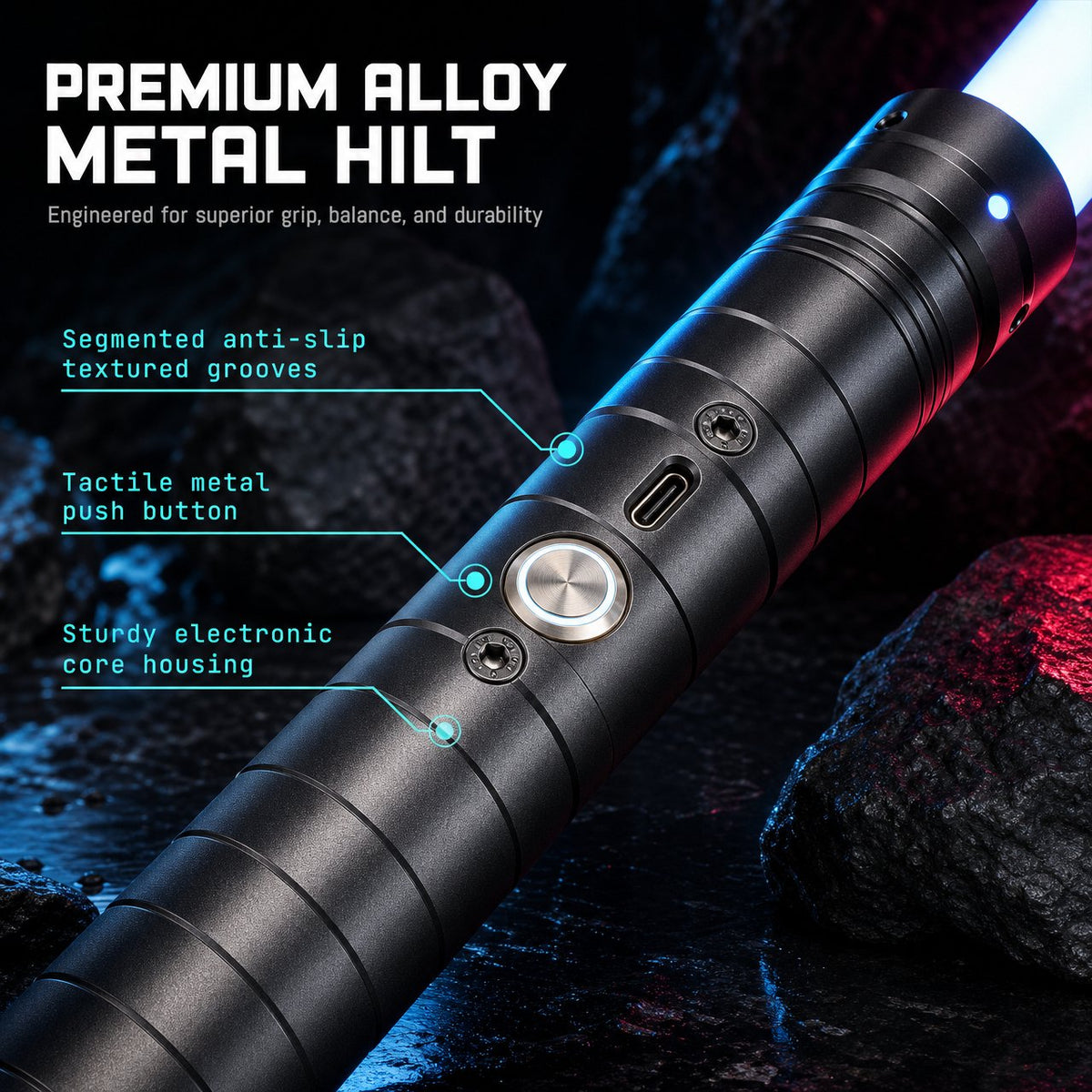 Doulami LED Light Sword, 15-Color Rechargeable with Sound & Clash Effects, Metal Hilt USB Charging, 30.7" Cosplay Collectible