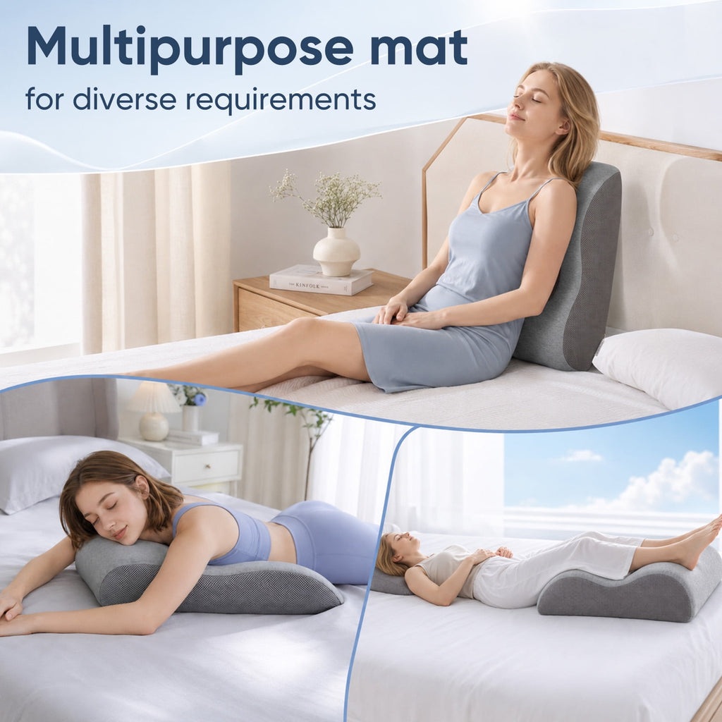 Doulami Leg Elevation Pillow, Memory Foam Ergonomic Leg Rest with Dual Breathable Grooves, M-Shape Knee Support for Leg Fatigue Relief, Daily Relaxation & Comfortable Rest