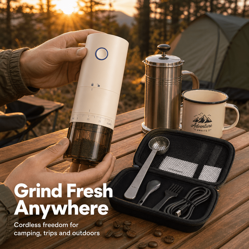 Doulami Coffee Grinder, 38 Adjustable Grind Levels, Portable Conical Burr, Usb Rechargeable Ceramic Core, for Espresso French Press Travel Camping
