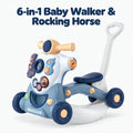 Doulami Baby Walk, 6-in-1 Baby Walker Ride On Toy with Activity Panel, Music, Lights, Push Handle and Rocking Base, Morandi Blue