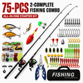Doulami Fishing Poles, 2-Pack 5.9-FT Fishing Poles Combo Set with Rod and Reel, 75-Pcs Lures Hooks Swivels, Carry Bag, Fishing Rod and Reel Combo