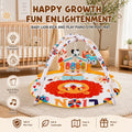 Doulami Baby Play Mat, Lion Activity Gym with Hanging Toys, Music Piano Panel and Round Tummy Time Mat for Babies