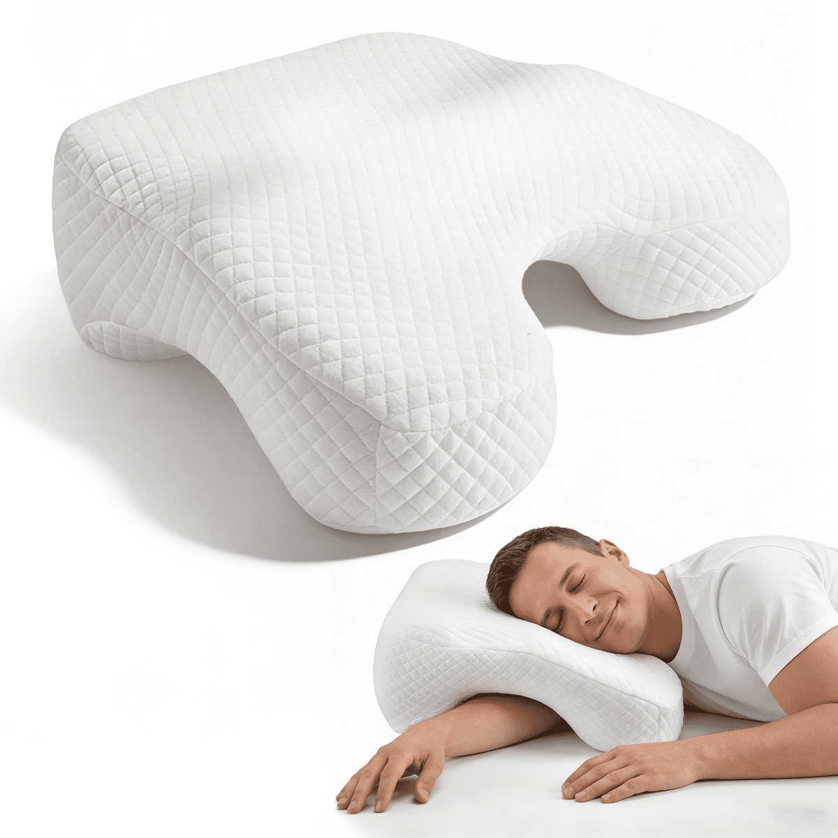 Side Sleeper Pillow, 2 in 1 Memory Foam Pillow for Adults, Relieves Rotator Cuff & Shoulder Pain, Comfort for Side, Back and Stomach Sleepers