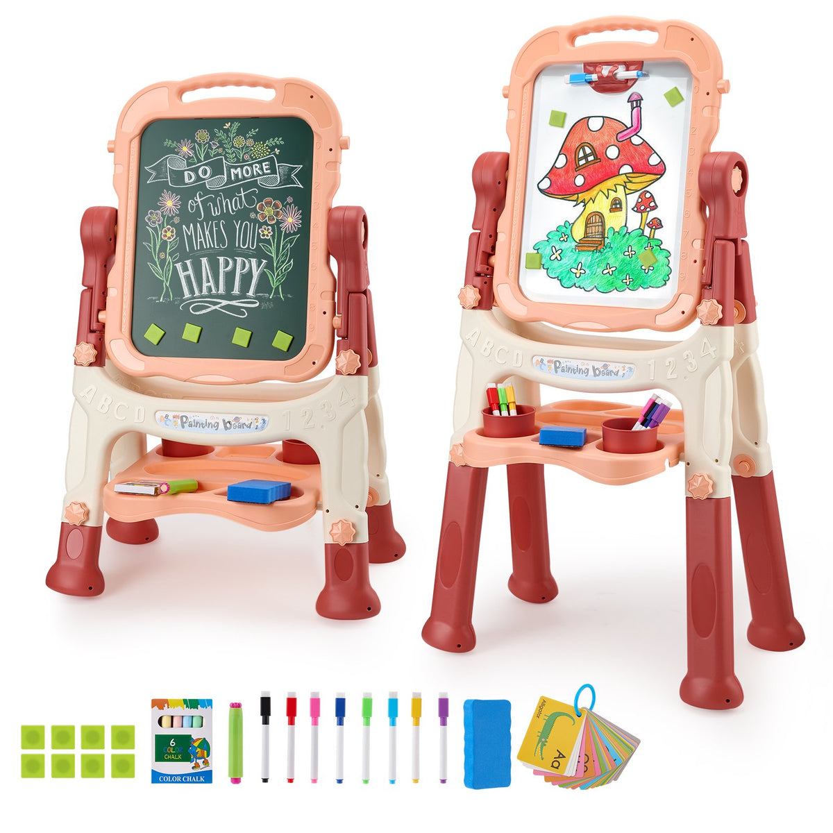 Doulami Art Easel for Kids, Adjustable Double-Sided Drawing Board with Painting Accessories, 360° Rotatable, Ages 3 and Up, Blue