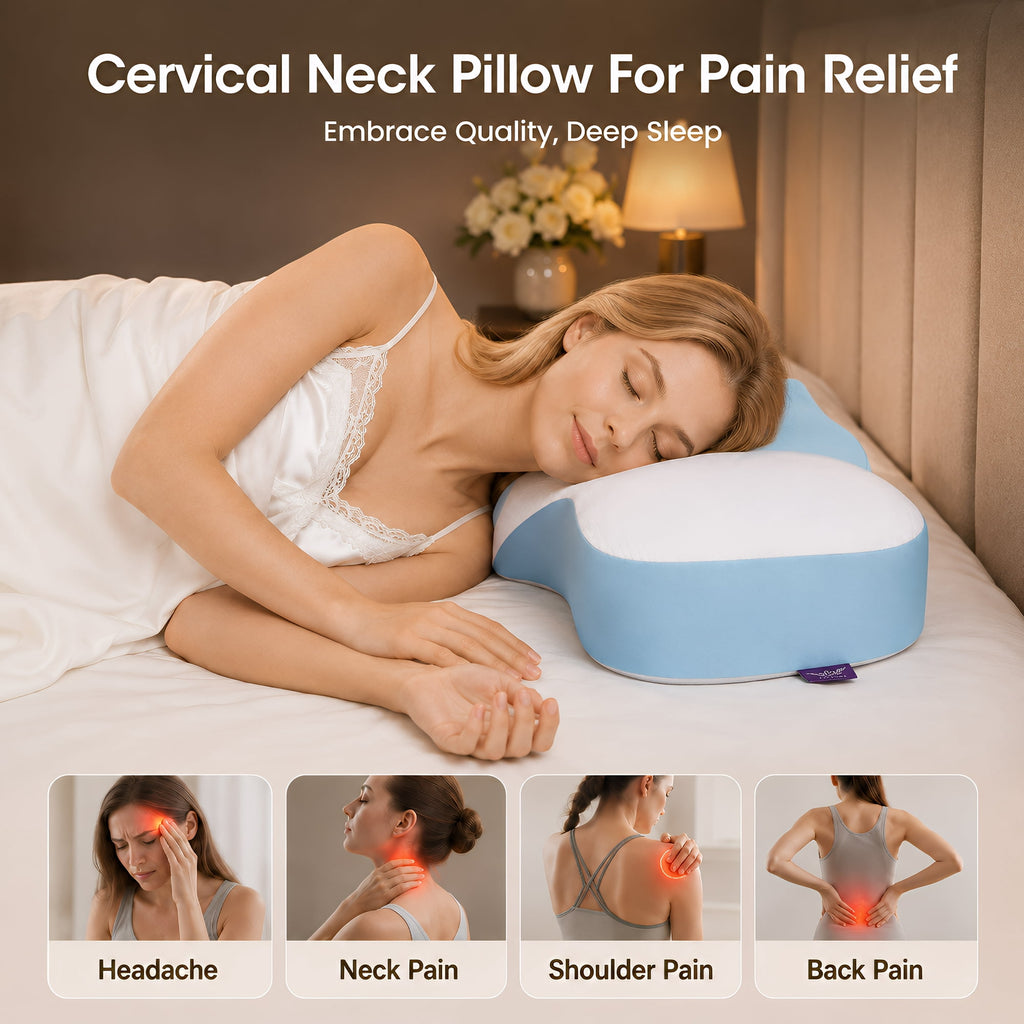 Neck Pillow for Pain Relief - Ergonomic Pillow Memory Foam Pillows for Sleeping, Cooling Orthopedic Neck Support Pillow, Contour Cervical Pillow Bed Pillow for Back Stomach Sleepers