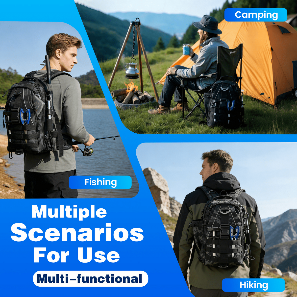 Doulami Fishing Backpack, 208-Pcs Lures & Baits Tackle Kit with Organizer Boxes, Waterproof Camo Complete Starter Set for Men