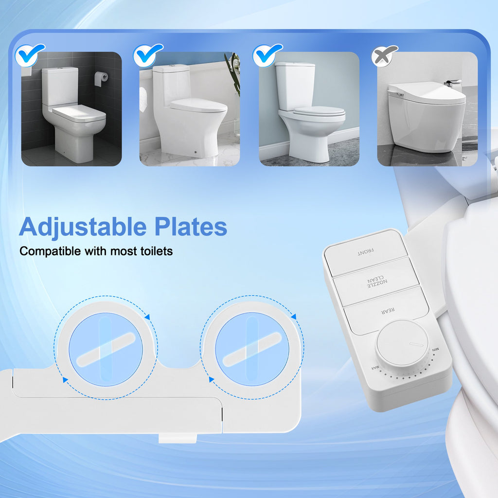 Doulami Bidet Attachment for Toilet, Self-Cleaning Cold Water Bidet, Non-Electric Toilet Seat Attachment,Dual Nozzle Adjustable Water Pressure