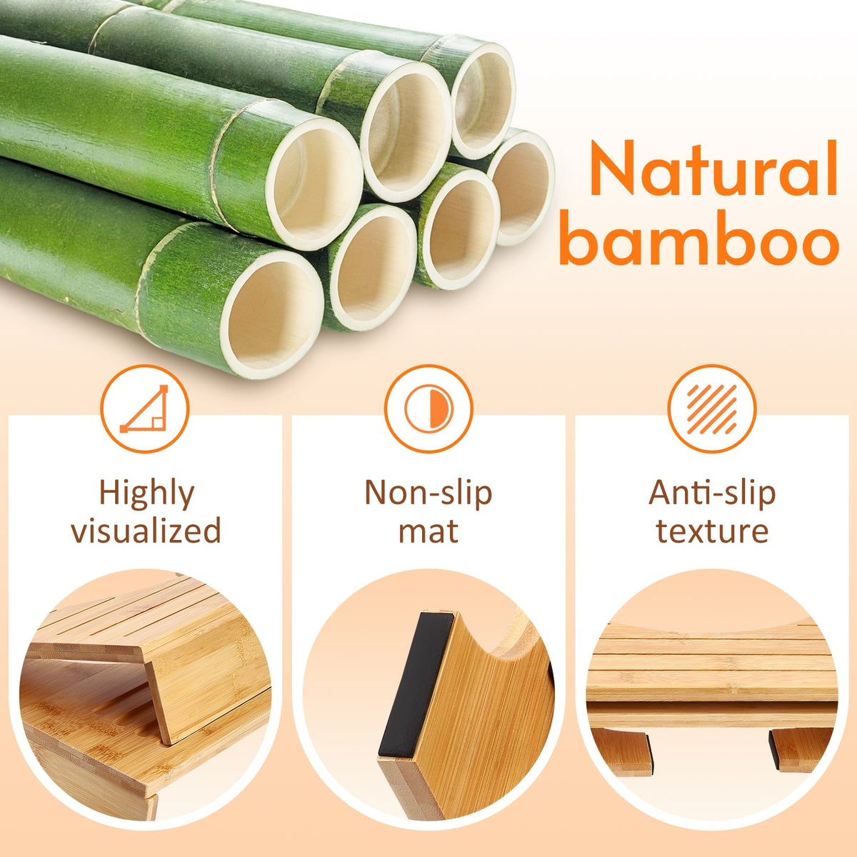 Doulami Bamboo Toilet Stool Foldable, 7" & 9" Adjustable Height Bathroom Toilet Step Stool