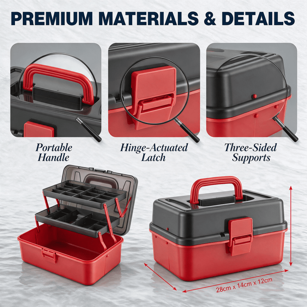 Doulami Tackle Box, 460-Pcs Tackle Box with Tackle Included, 3-Layer Fishing Starter Kit Hooks Weights Bobbers Pliers Fluorocarbon Line