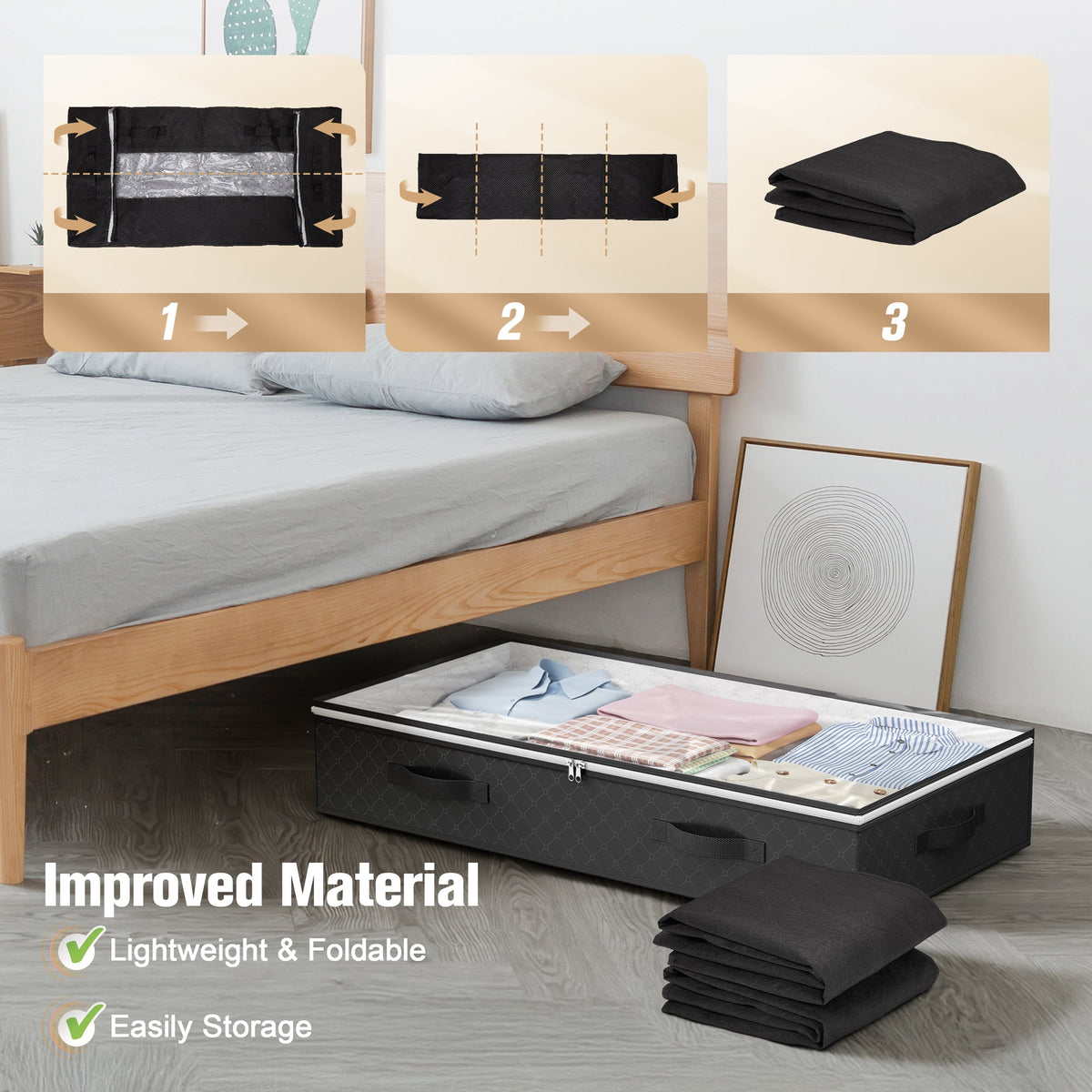 Doulami 2 Pack 90L Under Bed Storage Bags with Handles Collapsible Containers and Organizers Closet Organizer for Toys, Clothing, Blanket, Comforter, Pillows
