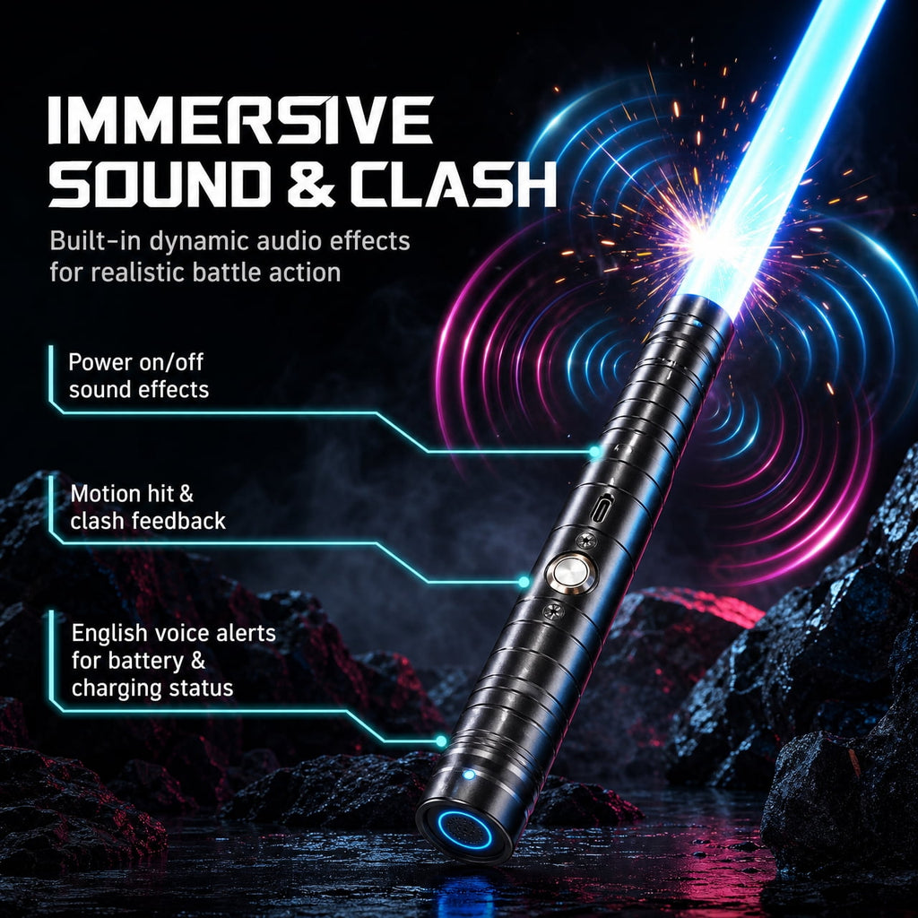 Doulami LED Light Sword, 15-Color Rechargeable with Sound & Clash Effects, Metal Hilt USB Charging, 30.7" Cosplay Collectible